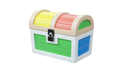 Colorful toy treasure chest with lock