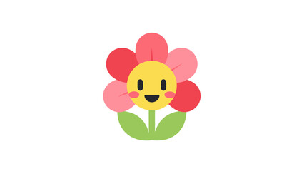 Obraz premium Happy Flower Character with Smiling Face Vector Illustration