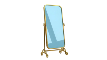 Elegant Gold Framed Full-Length Mirror with Ornate Base
