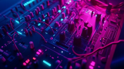 Synth Mixer Studio Neon Lights Music Production