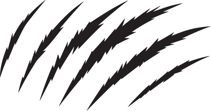 Claw Scratch Marks Silhouettes Set Black Vector Collection, black and white silhouette, vector and illustration	