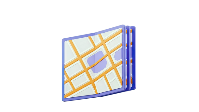 Stylized 3D Map Icon - Powered by Adobe