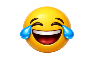 Laughing face with tears of joy emoji on transparent background high quality professional detailed modern elegant stylish clean crisp vibrant colorful