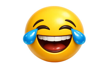 Fototapeta premium Laughing crying face emoji with tears of joy on transparent background high quality professional detailed modern elegant stylish clean crisp vibrant