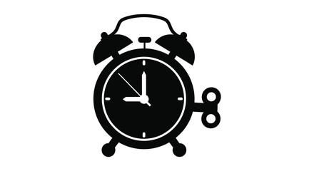 A striking black silhouette of a classic twin bell alarm clock time ticking away silhouette © MIRAJ02