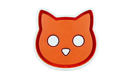 Orange Cat Face Icon with White Eyes and Nose