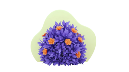 Purple Foliage with Orange Flowers on Yellow Blob