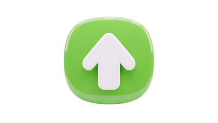 3D Green Button with White Up Arrow Icon