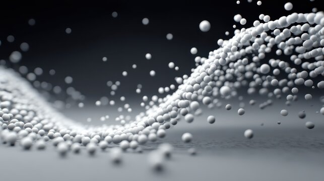 An abstract composition of rising dots resembling a scatter plot in vibrant colors.
