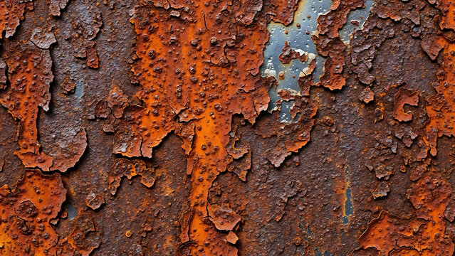 Weathered Rust Texture: Detailed shot of heavily rusted metal, its textured surface a canvas of natural deterioration, showcasing the beauty in age and decay.