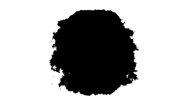 Cinematic 4K ink bleed bloom. Black watercolor spreading on white for organic transitions, artistic video reveals, and professional title masks.