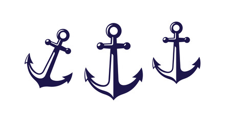 A collection of three dark blue nautical anchors displayed in a striking silhouette © MIRAJ02
