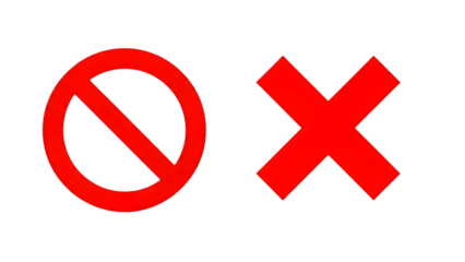 Red prohibition signs on isolated on transparent background