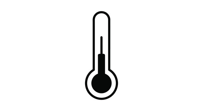 A simple black and white depiction of a thermometer showing temperature measurement in silhouette
