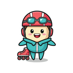 Obraz premium Cartoon Character on Roller Skates Illustration