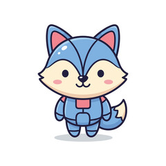 Cute Cartoon Fox in Astronaut Suit Vector Illustration