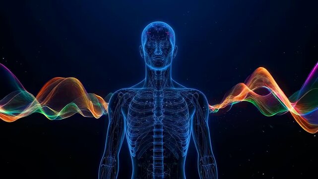 Circadian rhythms cycling through the body, XR light waves pulsing