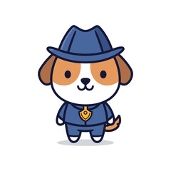 Detective Dog Cartoon Character Illustration