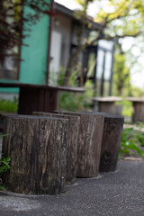 Fototapeta premium 丸太でできた椅子