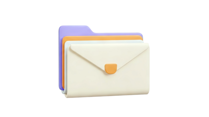 3D Render of Layered Folders and Envelope