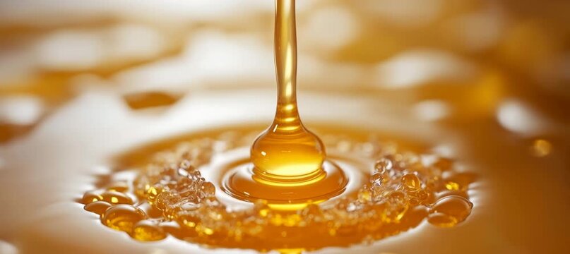 Honey nectar liquid. Organic animal food. Generative video AI technology.	
