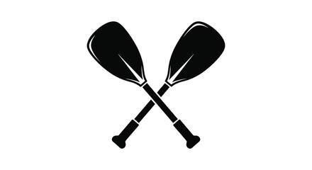 Two crossed black paddles against a white background a simple and striking image silhouette © AL-AMIN