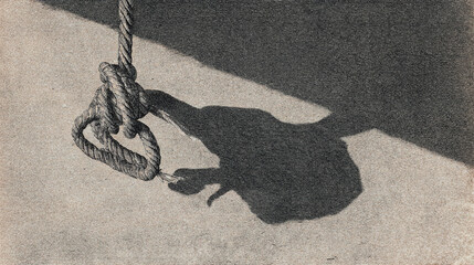 A rope with a knot casting a shadow