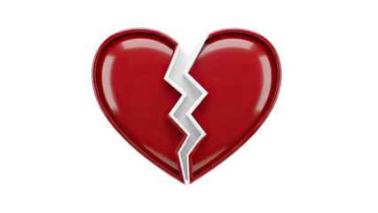 3D Red Broken Heart with White Lightning Crack