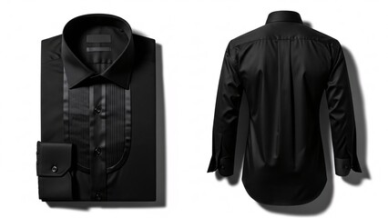 Front and Back Close‑up of a Classic Shirt Showcasing Collar, Button Style, Fabric Quality against a Clean Background
