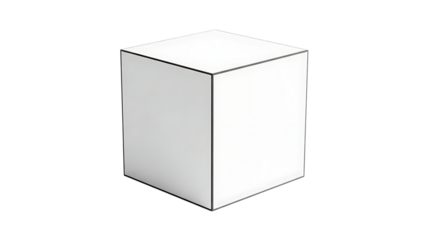White cube isolated on transparent background