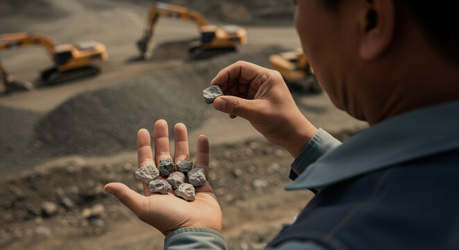 Rare Earth Elements Supply Chain Concept with Mining Engineer