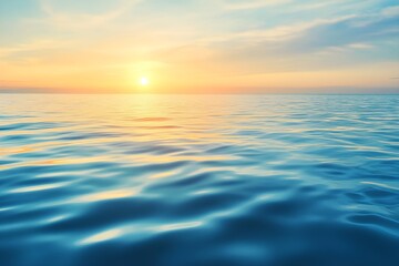 Obraz premium Calm ocean water with sunset sky and soft clouds image