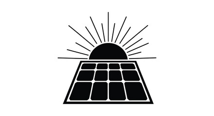 A striking graphic representation of a solar panel against a radiant sunburst silhouette © AL-AMIN