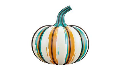 Modern Abstract Pumpkin with Teal and Orange Stripes