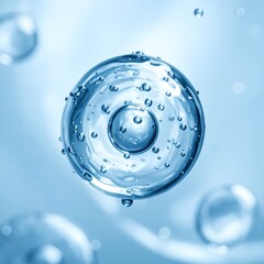 Macro rendering of a transparent biological cell with internal structures