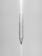 Abstract glowing pencil-like object with sparkling light on gray background