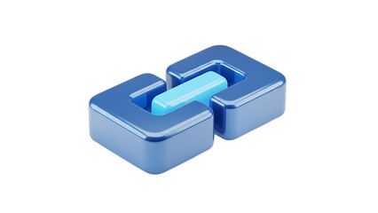 3d blue link icon isolated on transparent background