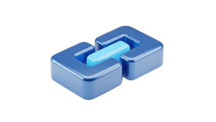3d blue link icon isolated on transparent background