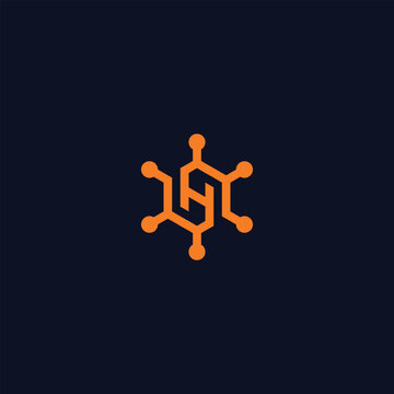 Networked letter design in orange