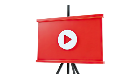 3D Render of YouTube Play Button on Easel