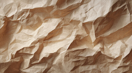 Wrinkled brown craft paper texture, close-up shot