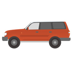 Flat design illustration of a red SUV car, viewed from the side on a white background.