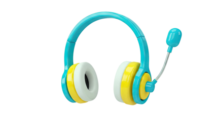 Blue and Yellow Headset with Microphone