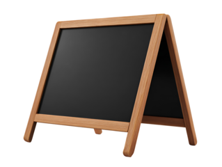 Blank wooden chalkboard isolated on transparent background