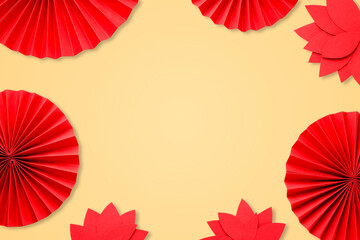 Obraz premium Decorative red paper elements are arranged for Chinese New Year