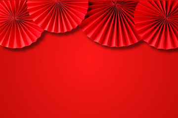 Obraz premium Festive red paper decorations create a joyful background