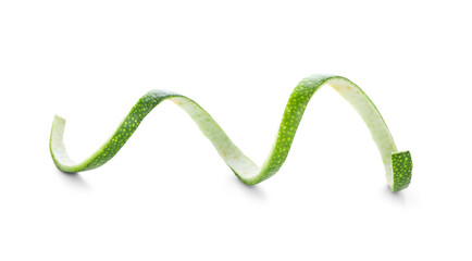 Peel of tasty lime on white background