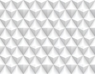 A seamless, repeating pattern of white three-dimensional geometric shapes, creating a textured, shaded surface. The design is abstract