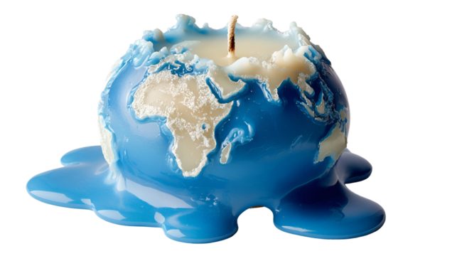 Melting globe candle isolated on transparent background - Powered by Adobe