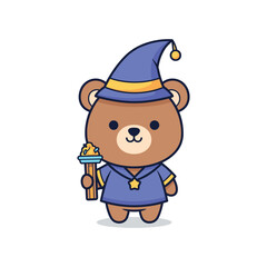 Obraz premium Cute Cartoon Bear Wizard Character Illustration